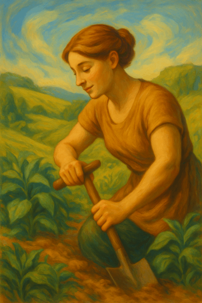 taurus woman digging with shovel