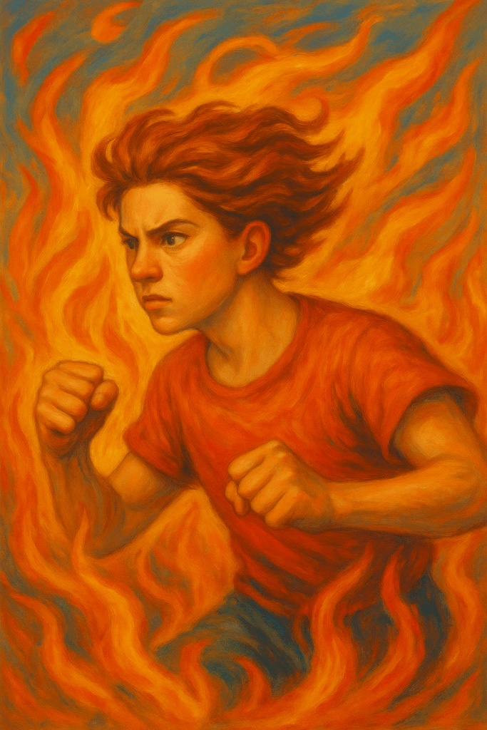 aries man with fire and red hair