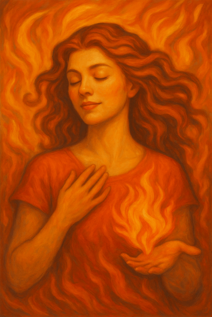 leo woman holding fire sign
